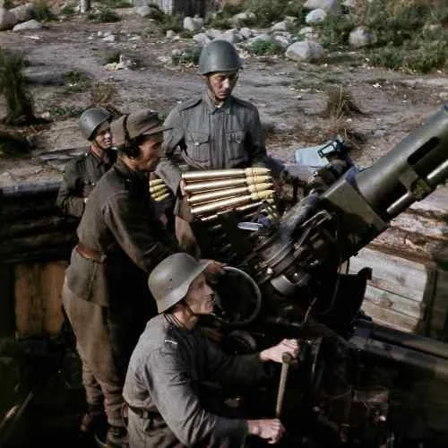 1943年8月26日，芬兰卡累利阿地峡苏拉耶尔维湖附近。一组芬兰军队的...