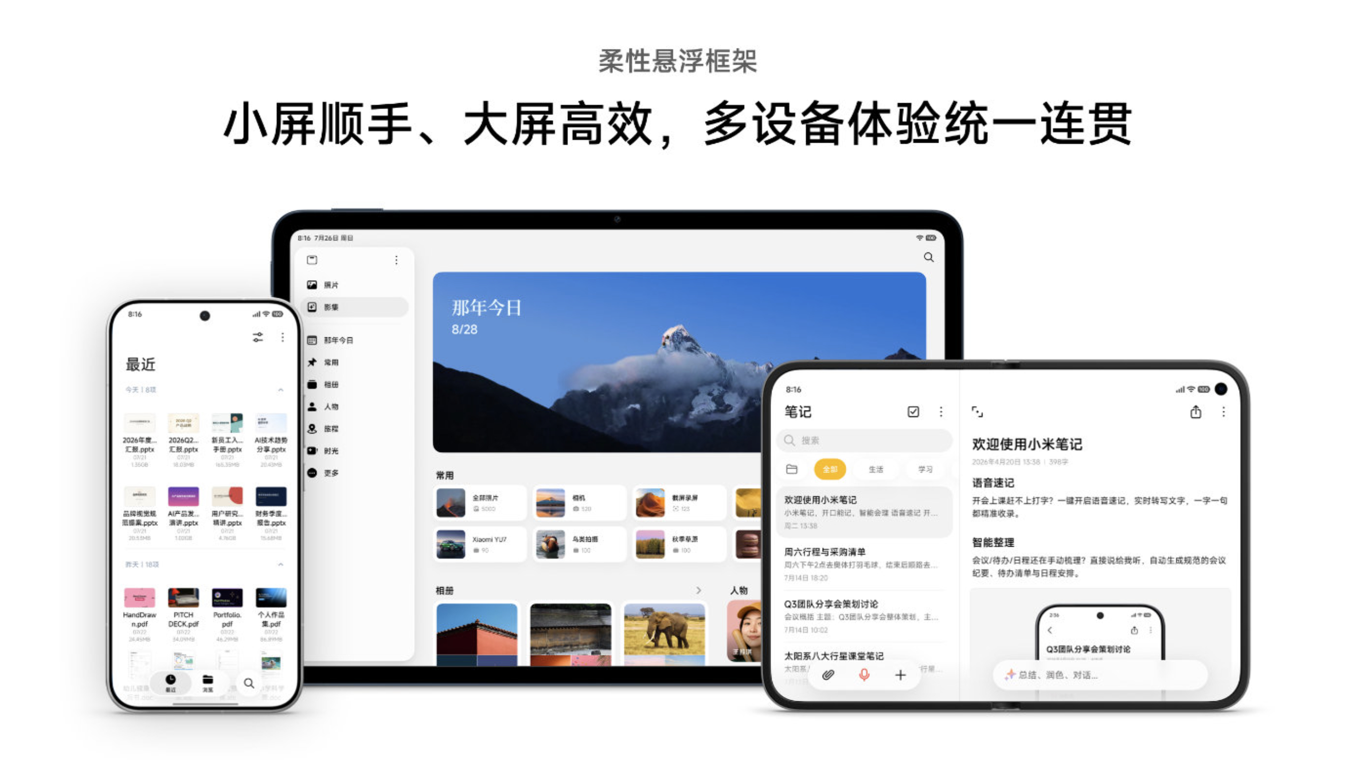 小米澎湃OS4 官方文章已经能看到小米阔折叠的预热了，其中一张图片的右侧设备，就