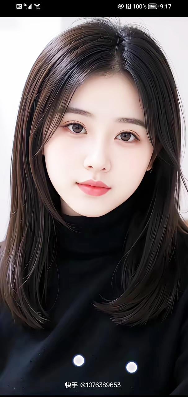 温柔黑发，甜美微笑，元气满满的一天！😊✨
