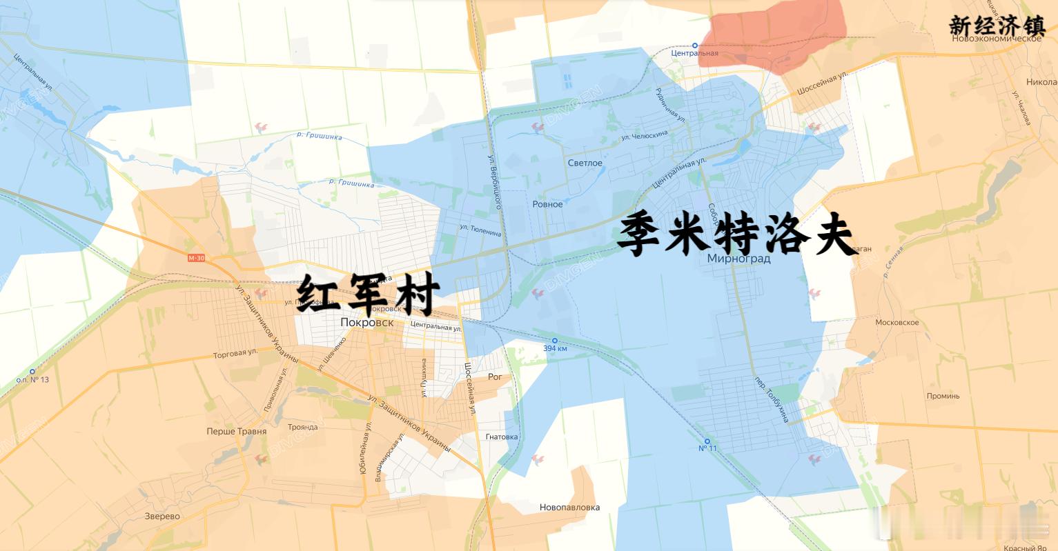 红军村现状来源：DIVGEN 🚩 Карта СВО、Kalibrated俄乌