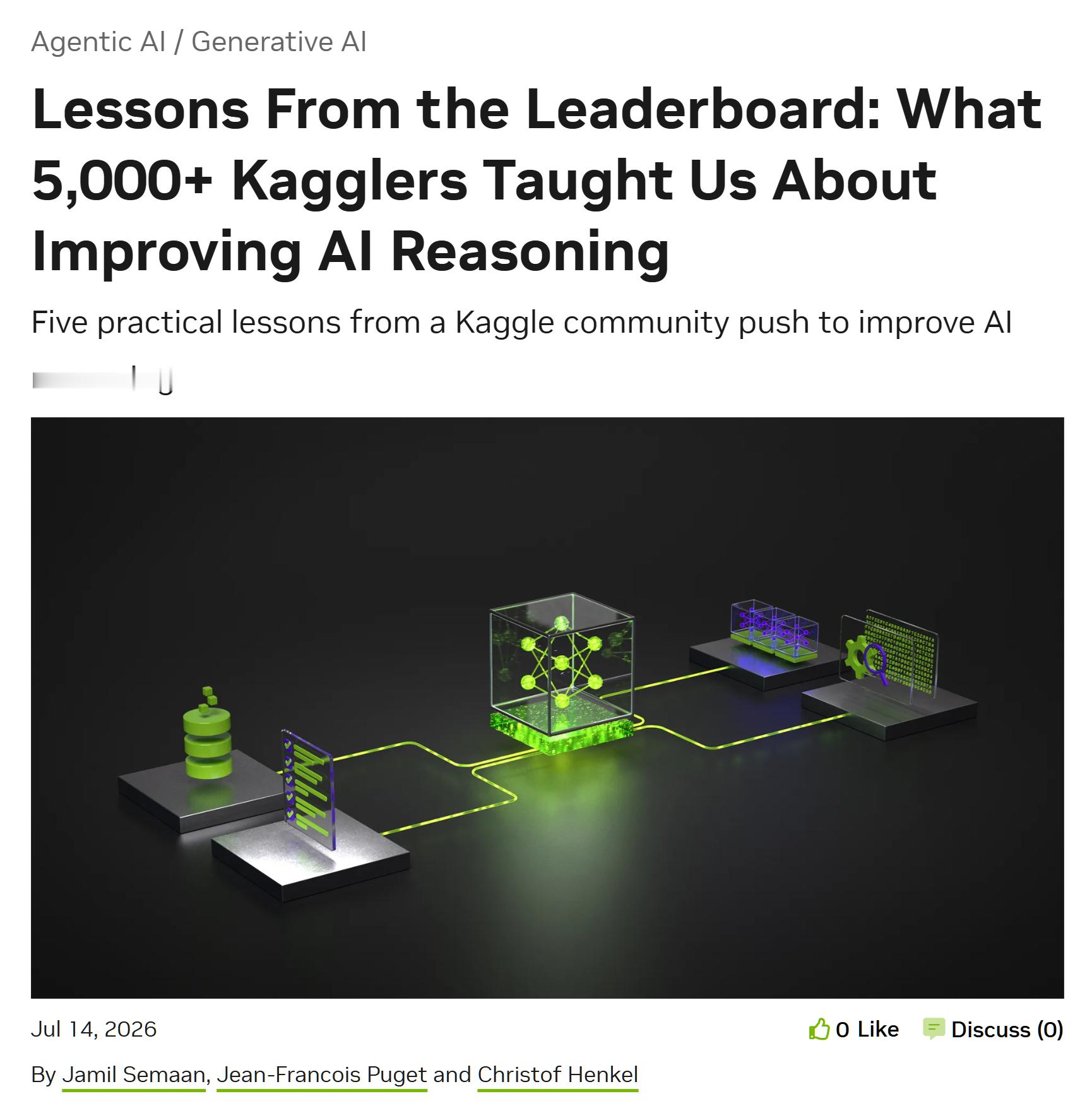 nvidia的官博：5000 多名 Kaggle 参赛者教会我们如何提升 AI 