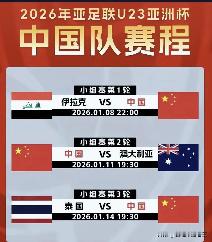 U23亚洲杯开打～中国队能否小组出线？

2026年，中国足球的第一个洲际赛事，