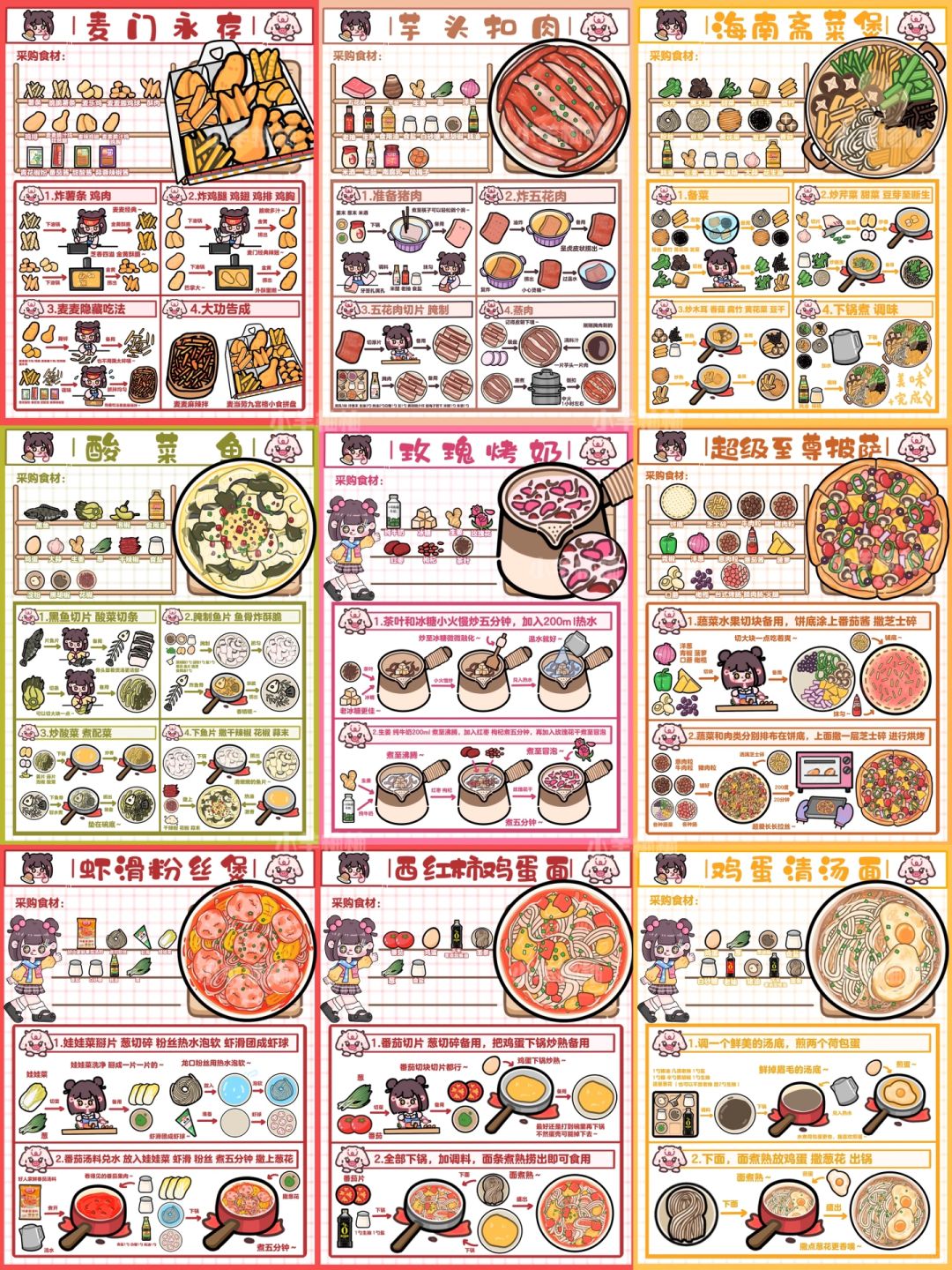 手绘食谱🍜｜九宫格第四弹‼️你pick哪一款😍