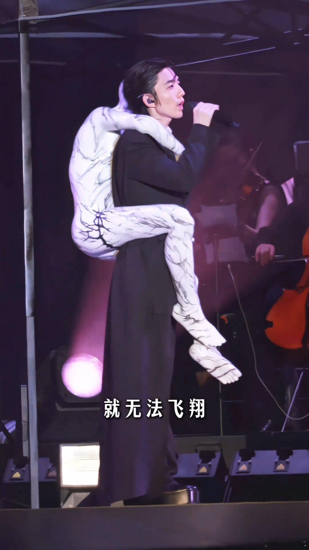 林宥嘉林宥嘉背着假人唱歌不管你是谁从林宥嘉身上下来 林宥嘉演唱会造型，唱的《残酷