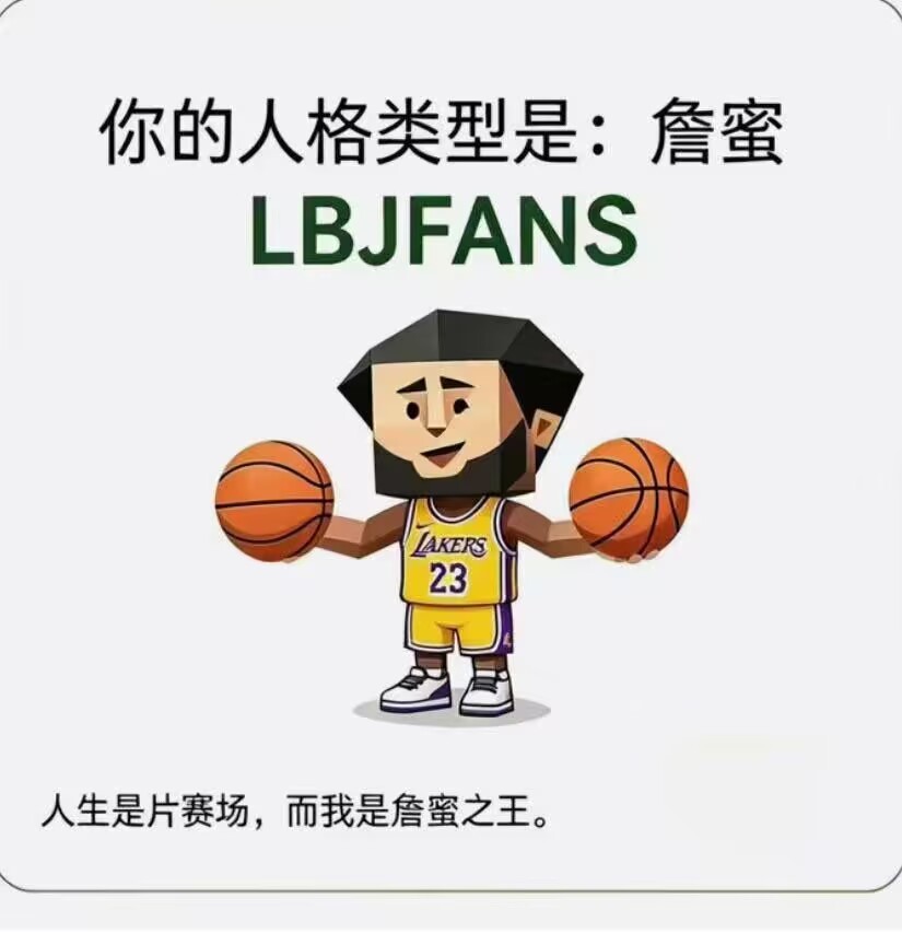 SBTI很火啊，我也测了一下。洛杉矶湖人