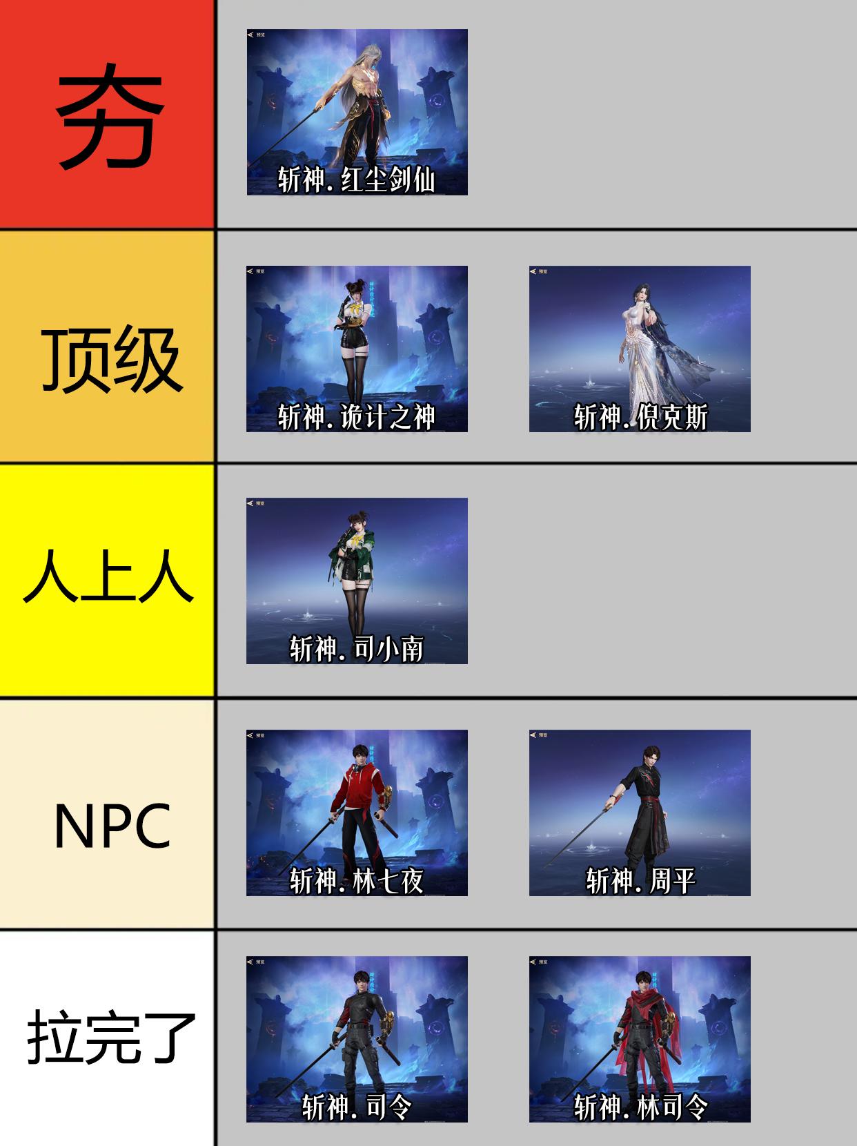 永劫斩神全皮肤梯级排行。