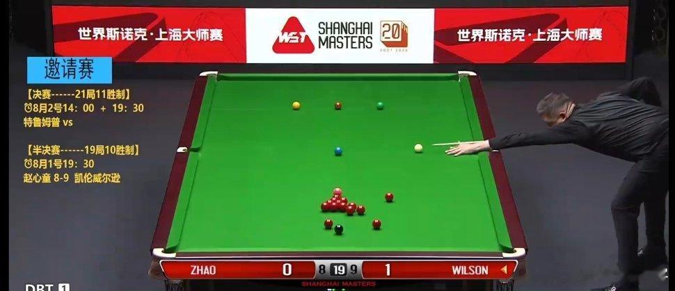 赵心童VS威尔逊赵心童失误太多了，8:9落后，一杆长台偏的太多，而且也没有带防守