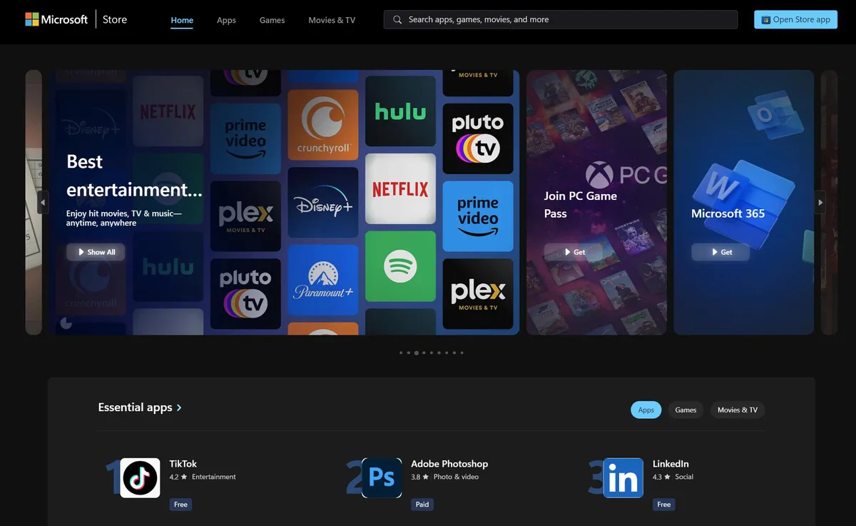 微软宣布新版网页端 Microsoft Store 体验，目前已经上线，新版网页
