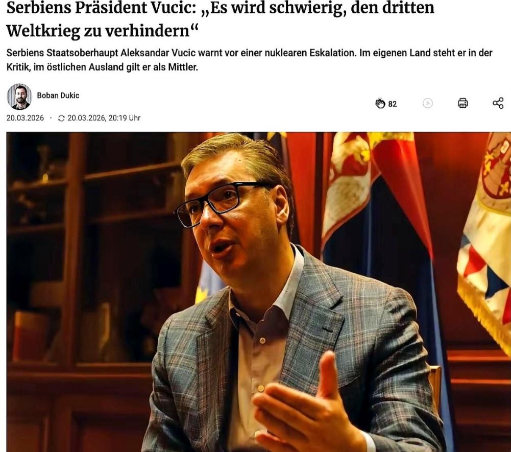 塞尔维亚总统武契奇，扔了一句实话。
他说，第三次世界大战，可能已经没人能拦得住了