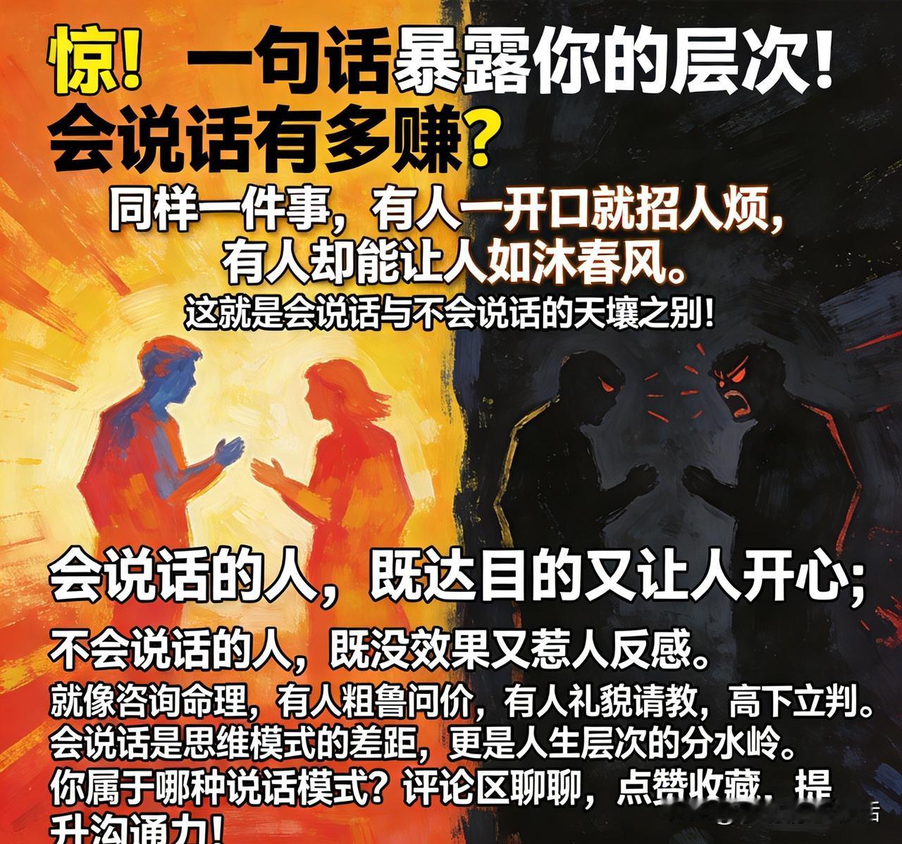 惊！一句话暴露你的层次！会说话有多赚？
同样一件事，有人一开口就招人烦，有人却能