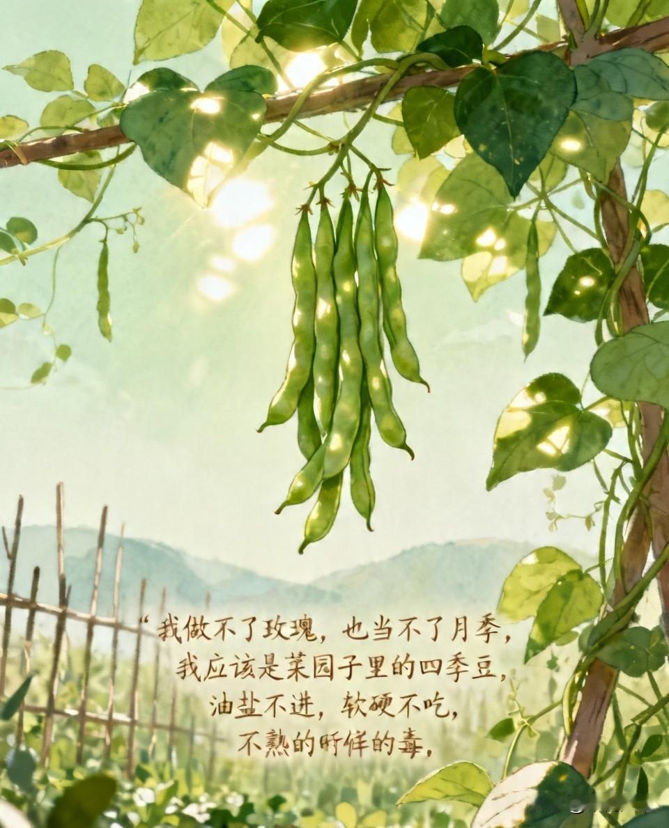 送给迷茫的你一句话：
“我做不了玫瑰，也当不了月季，我应该是菜园子里的四季豆，油