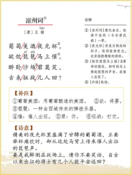 四上语文 | 古诗词解析王翰《凉州词》