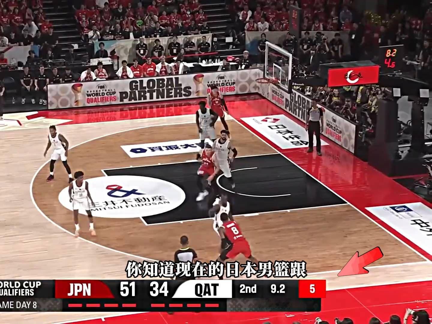 #篮球赛# 日本男篮与QAT激烈对决，现场气氛紧张！
