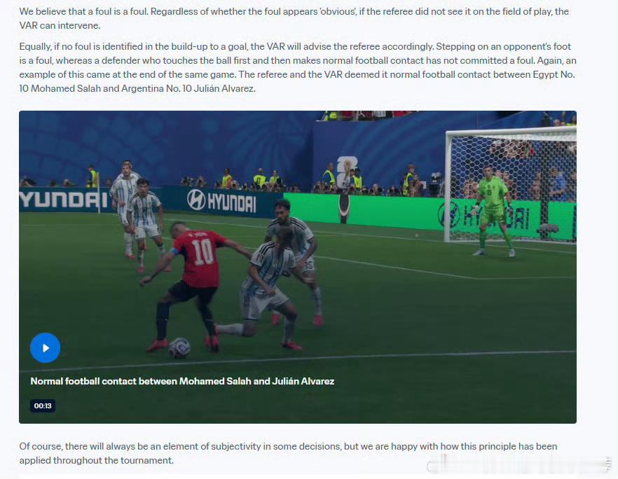 FIFA认定阿根廷进球判罚正确我个人一度以为阿根廷要被淘汰了，有几个判罚可能存在