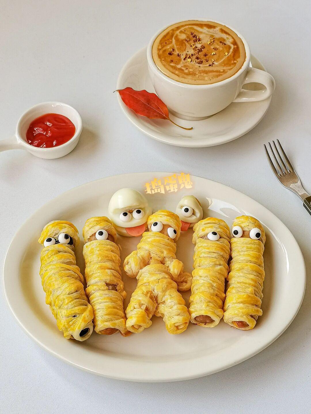 万圣节美食🎃木乃伊烤肠👻吐舌捣蛋鬼