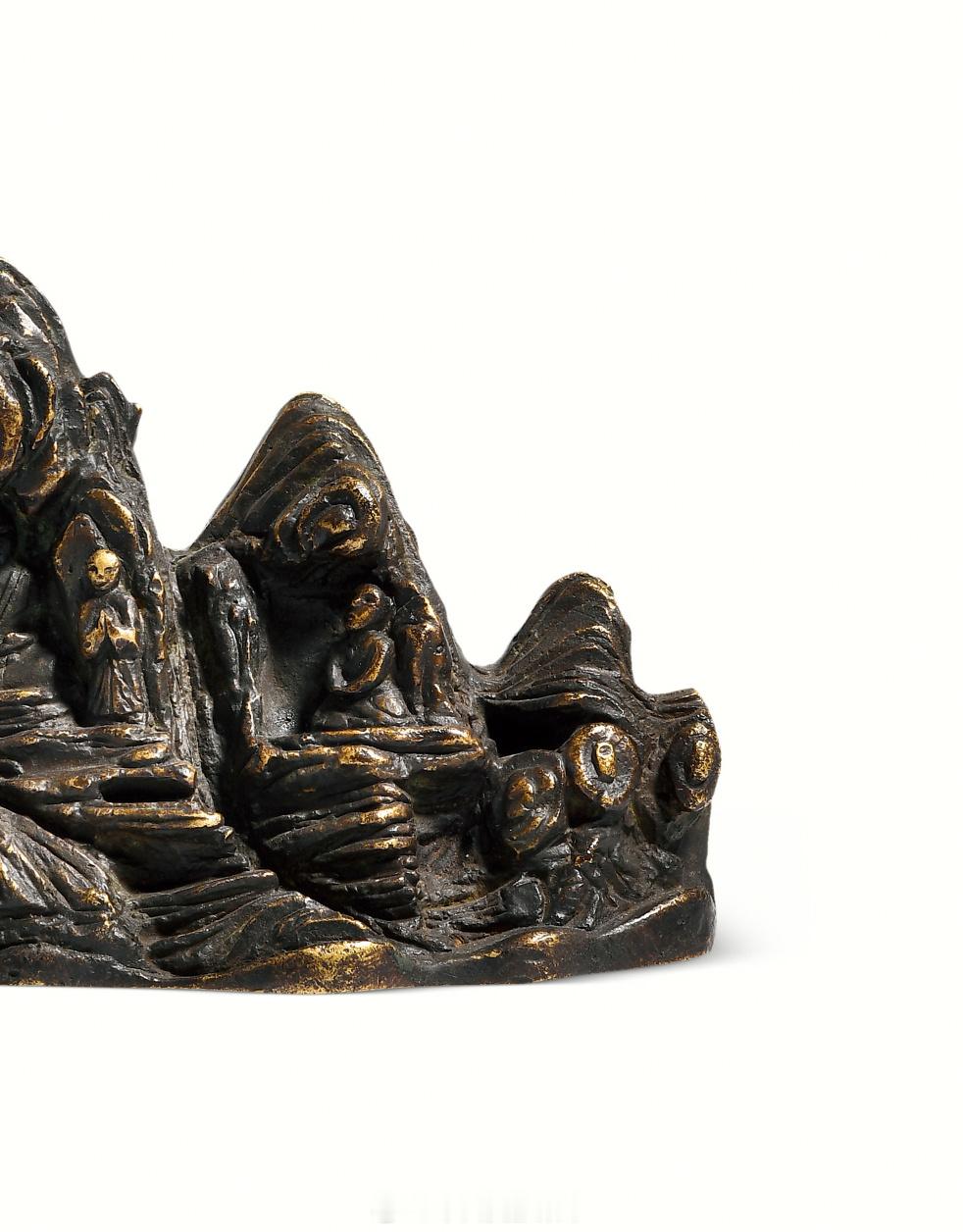 明 铜讲经图笔架山尺寸：长21 高10cm净重：1313g 来源：北京博美202