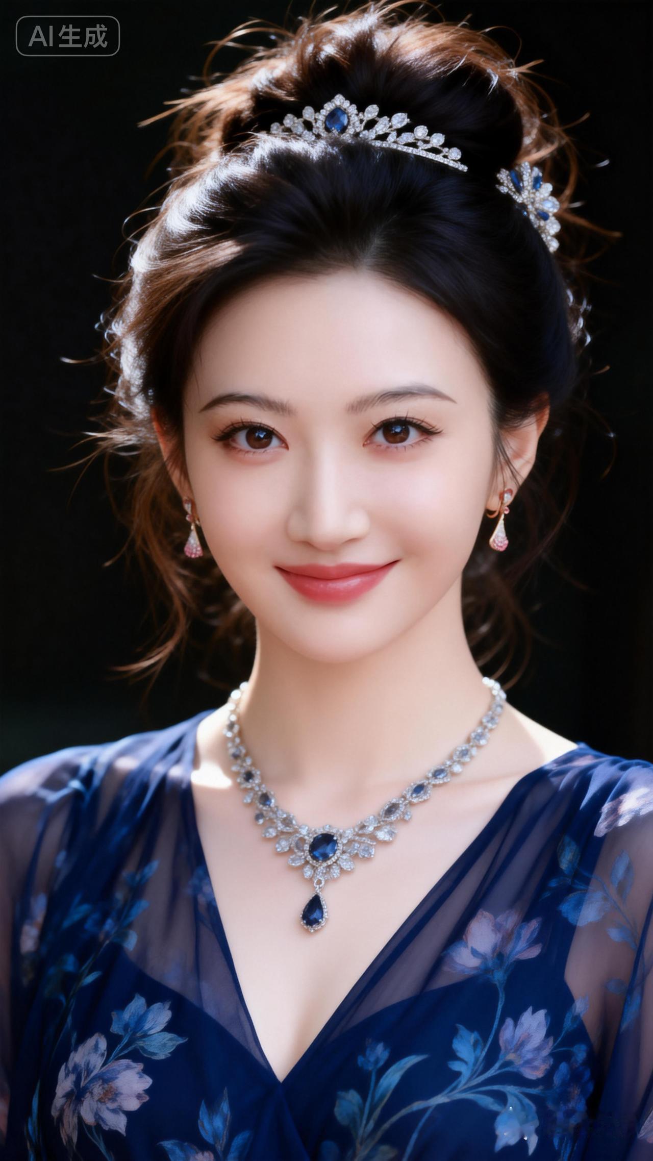 梦幻蓝裙，闪耀珠宝，优雅气质，尽显华丽！💎✨