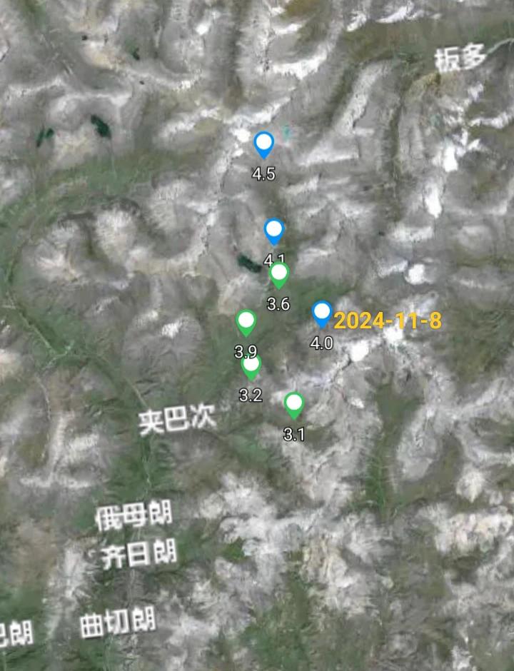 西藏拉萨市墨竹工卡县二天连续发生4级地震，今天13时又发生4级地震，