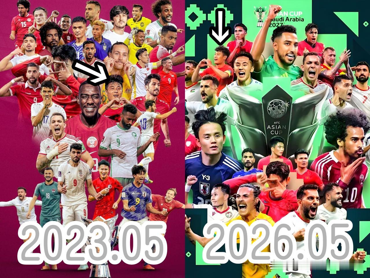看看武球王的位置，就明白了中国足球在亚洲的地位变迁。
三年前，还能站C位的旁边；