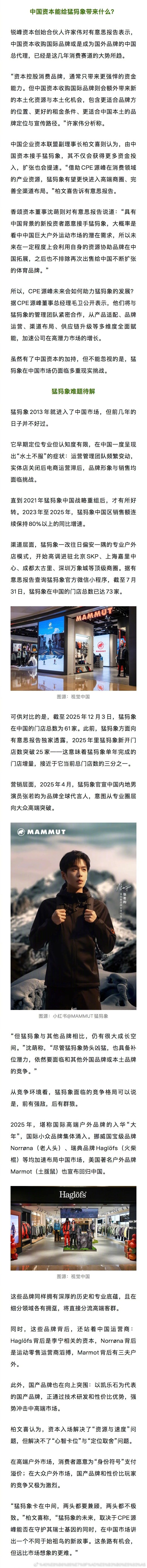 【单件4000元的猛犸象二次易主】始祖鸟的平替正在收割中产猛犸象，被一家中国资本