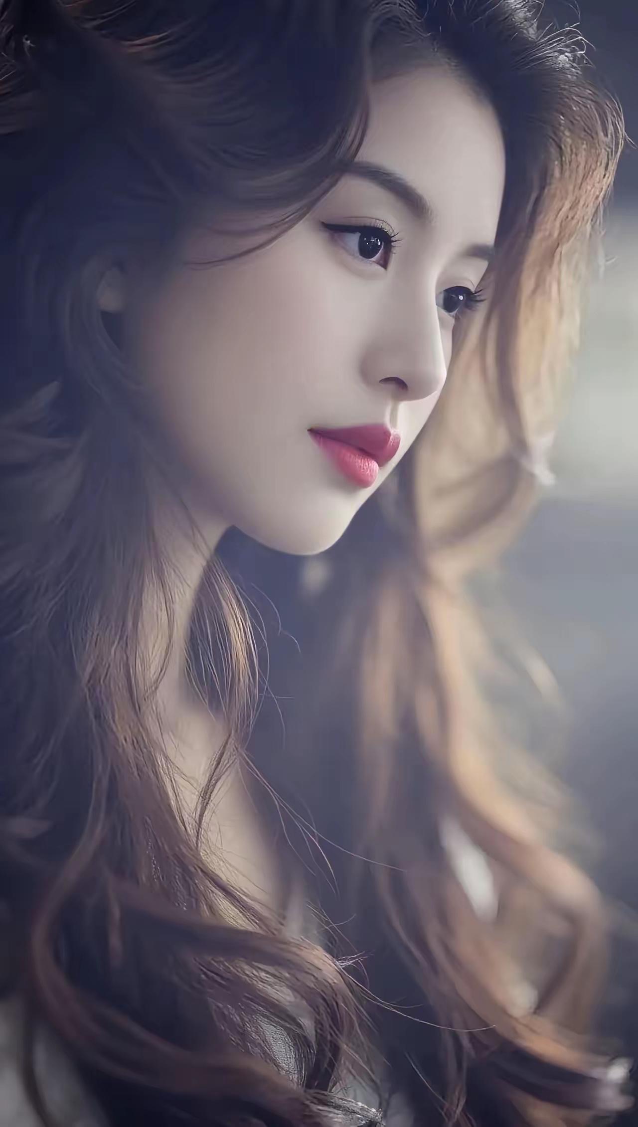 温柔似水的美少女，红唇轻启，目光如水，美得令人窒息🌟🌺🌴