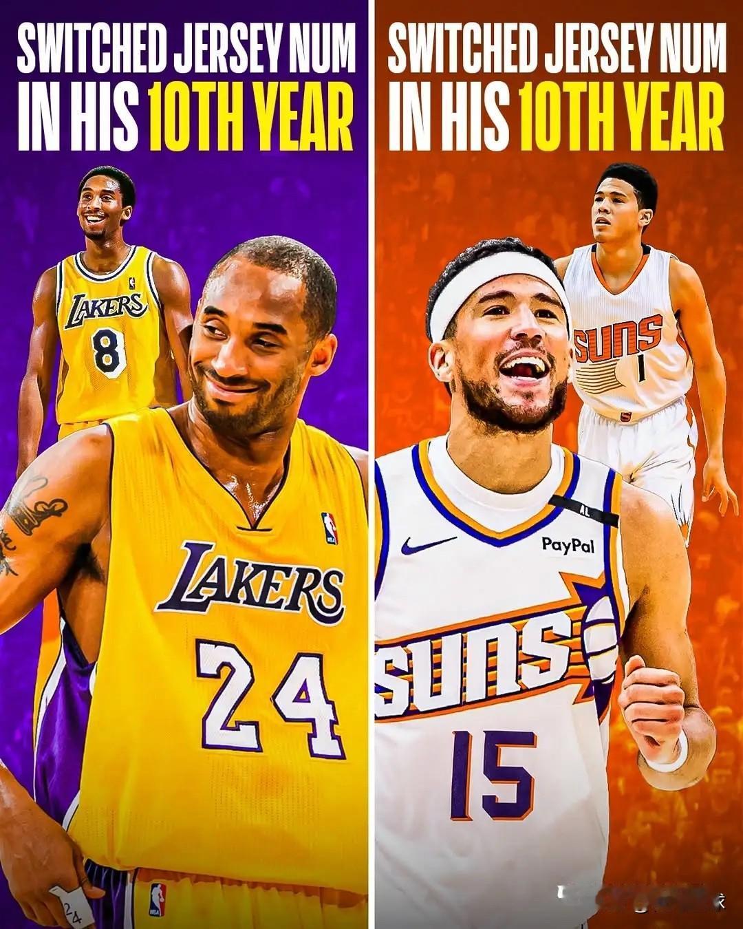 布克改头换面了！美媒体CP发文表示：“布克和科比均在征战NBA的第十年更换球衣号