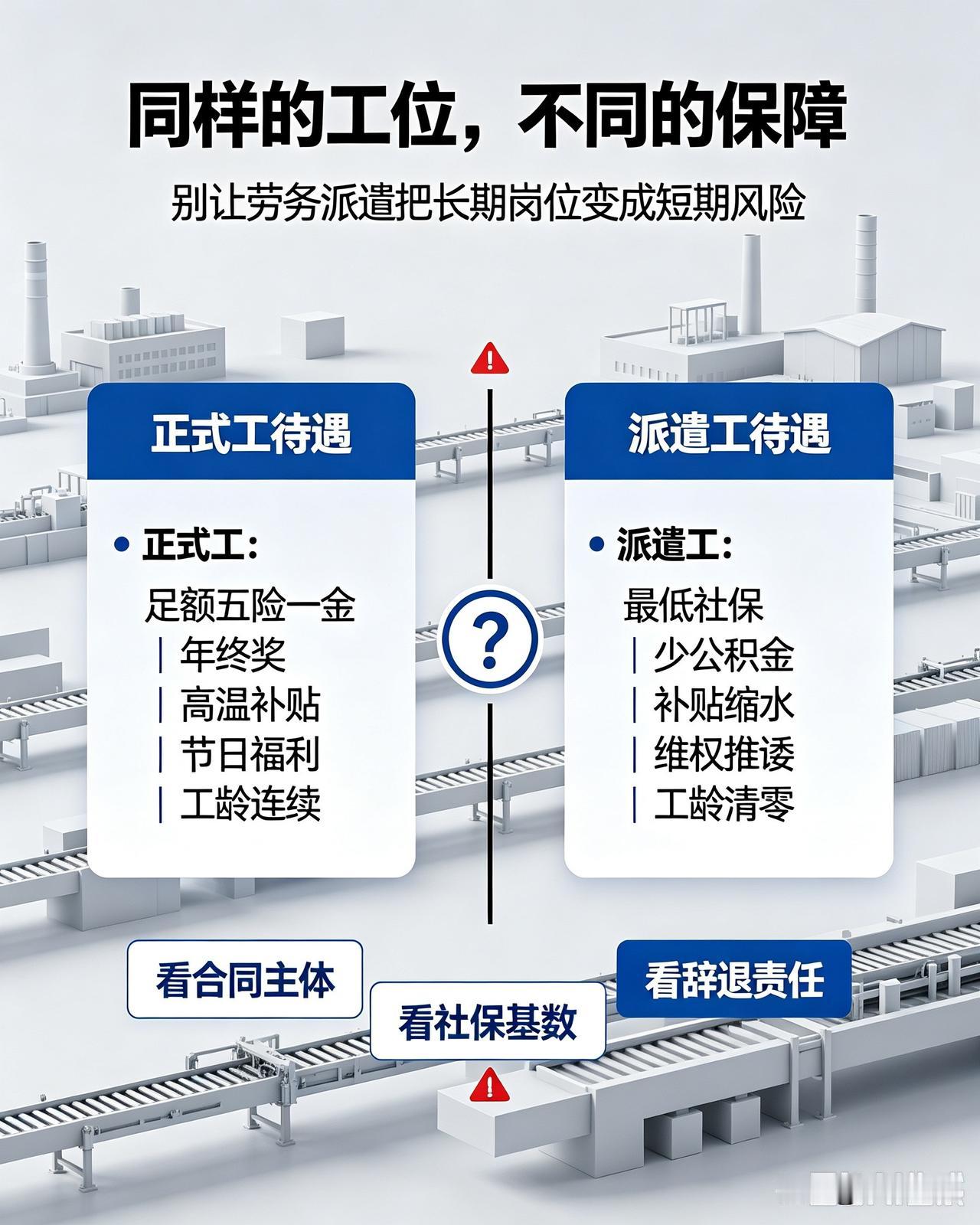 一线大量使用劳务派遣，正在实实在在损害普通工人权益

很多工厂一线，同一个车间、