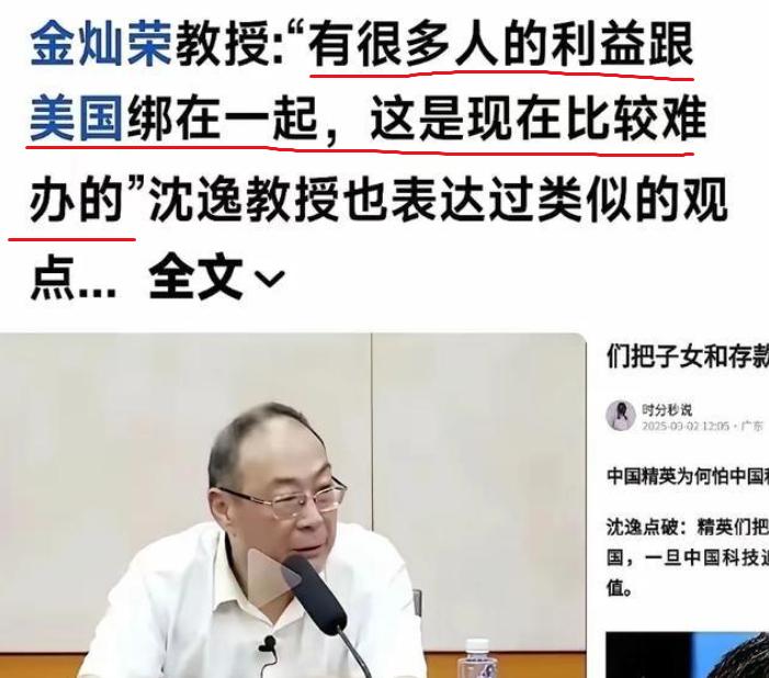 金灿荣说出大实话。

近期，中国人民大学金灿荣教授的一番话，戳中了当下一个很现实