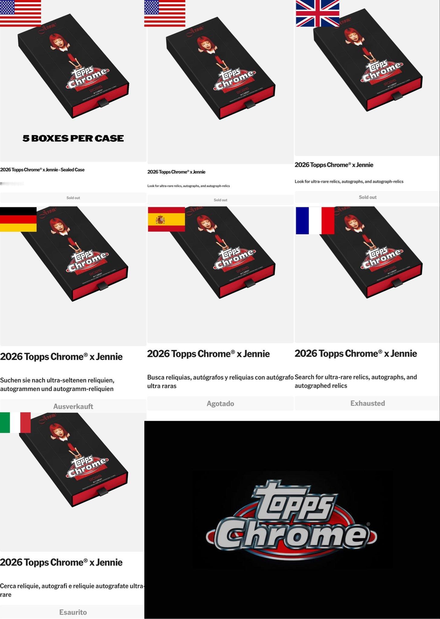JENNIE X TOPPS CHROME联名密封盒定价400美元 在发售后仅1