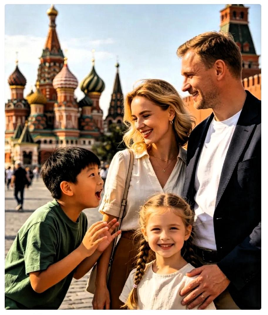 破防了！

俄罗斯一家三口来中国旅游，当准备离开中国时，小男孩竟然偷偷找到海关人