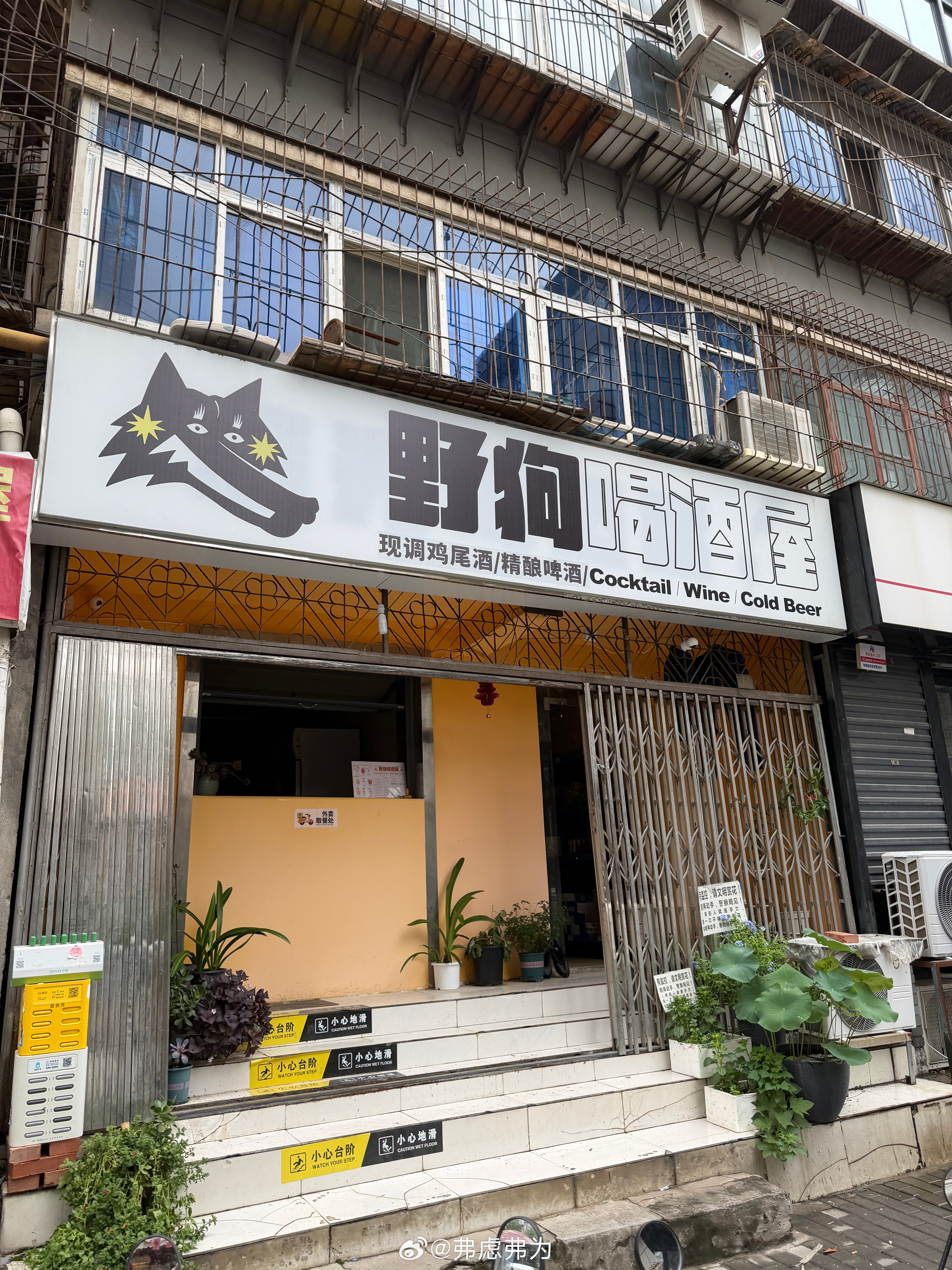 昨天路遇的两家店，店名都很抽象。野狗喝酒屋，不知道每天去喝酒的都有什么品种 