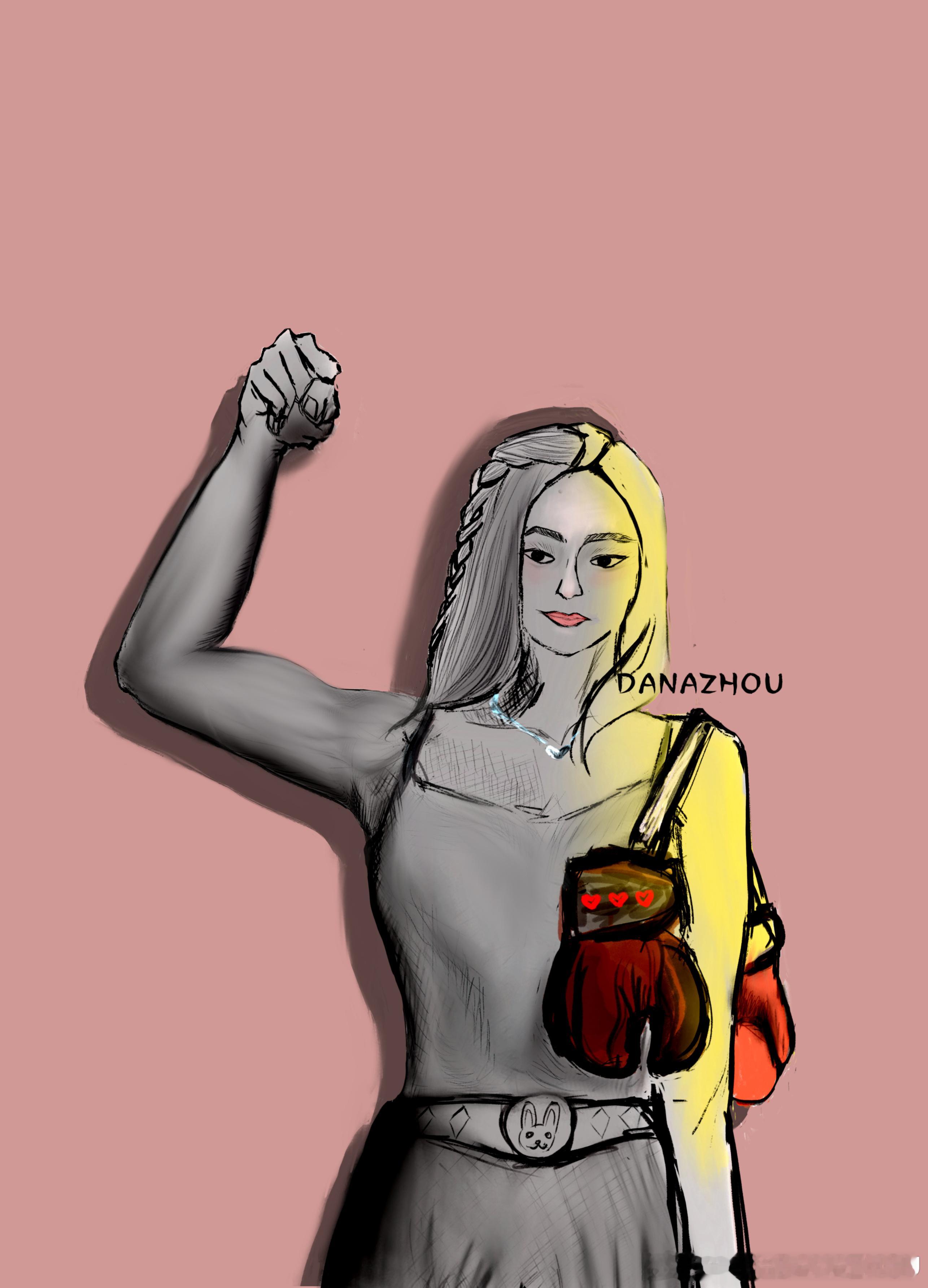 漫画版的伟丽张伟丽 手绘 原创设计 亚洲首位UFC综合格斗世界冠军，改写亚洲格斗