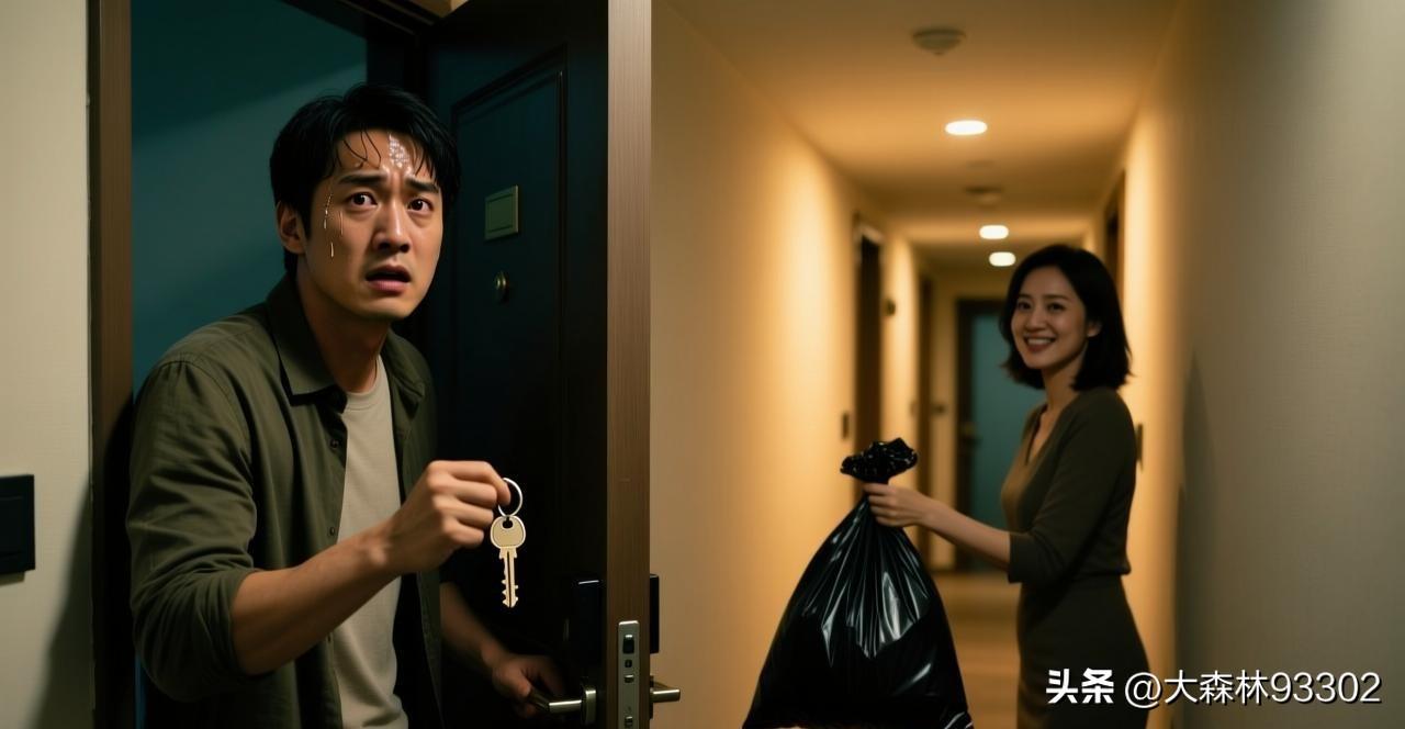 男女正在家中“鬼混”，不料女方老公突然提前回家。钥匙转动的声音如同催命符，男子吓