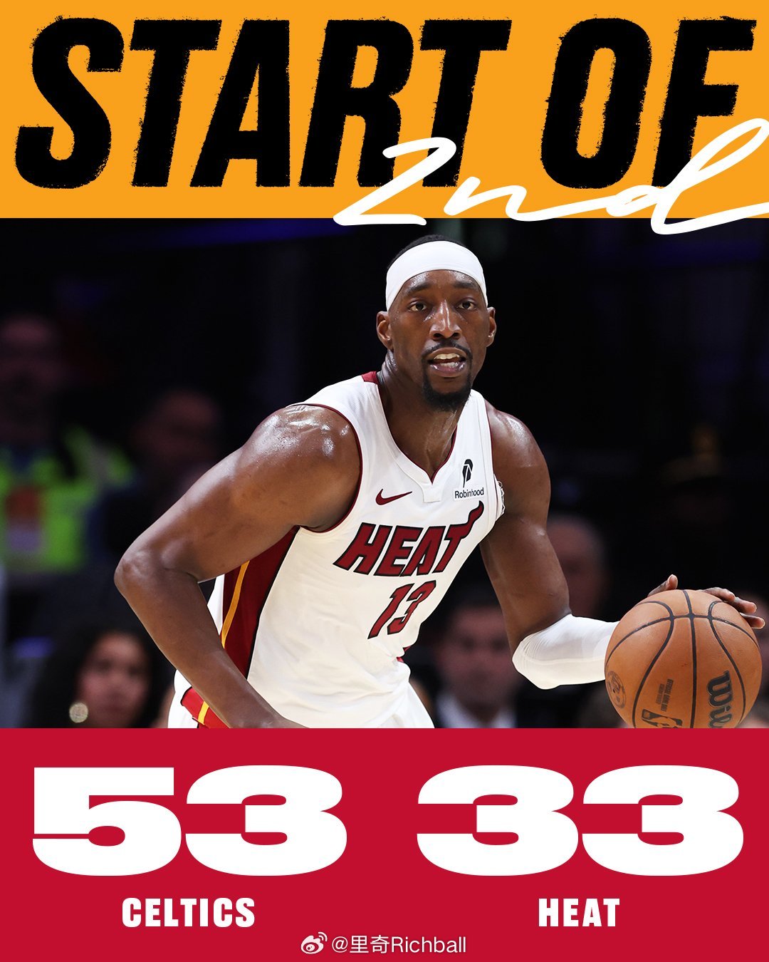 好嘛，一节比赛就结束了热火vs凯尔特人