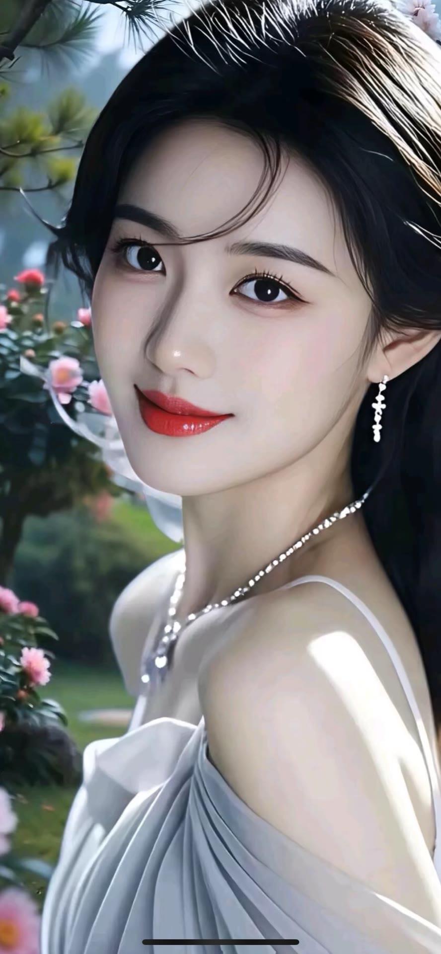 优雅女神，花海中的美丽瞬间