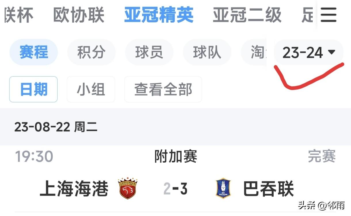 26-27赛季亚冠精英联赛已完赛两轮，中超上海海港队开局斩获1胜1平积4分，暂居