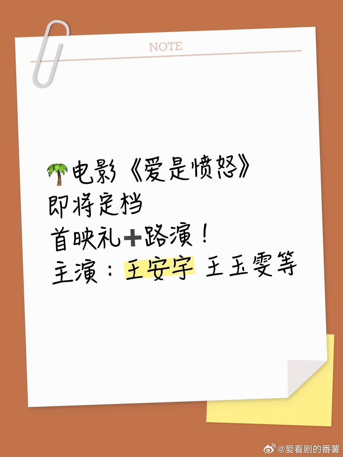 爱是愤怒即将定档！🎬《爱是愤怒》定档+首映礼+路演速览- 定档日期：2026年
