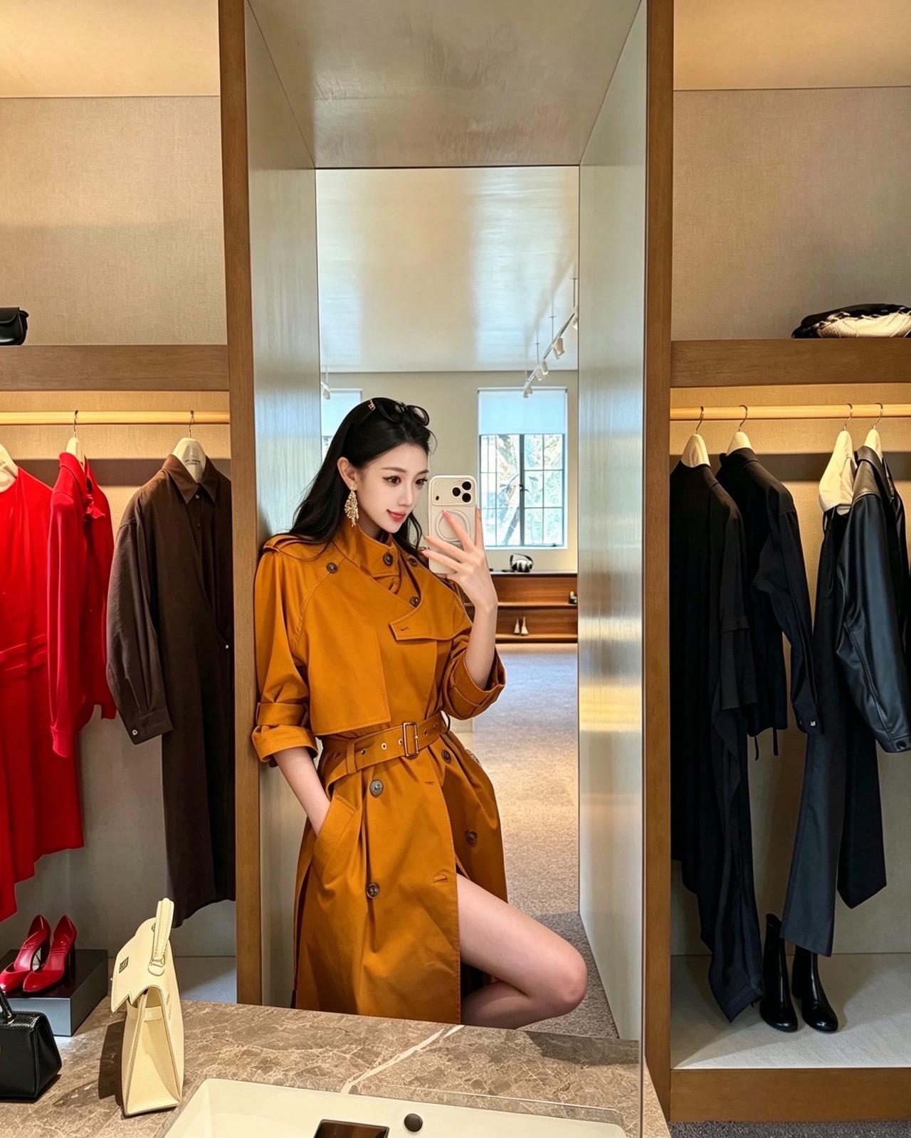 风衣look 高智淡人穿搭 热门解锁风衣 轻松感高智女穿搭