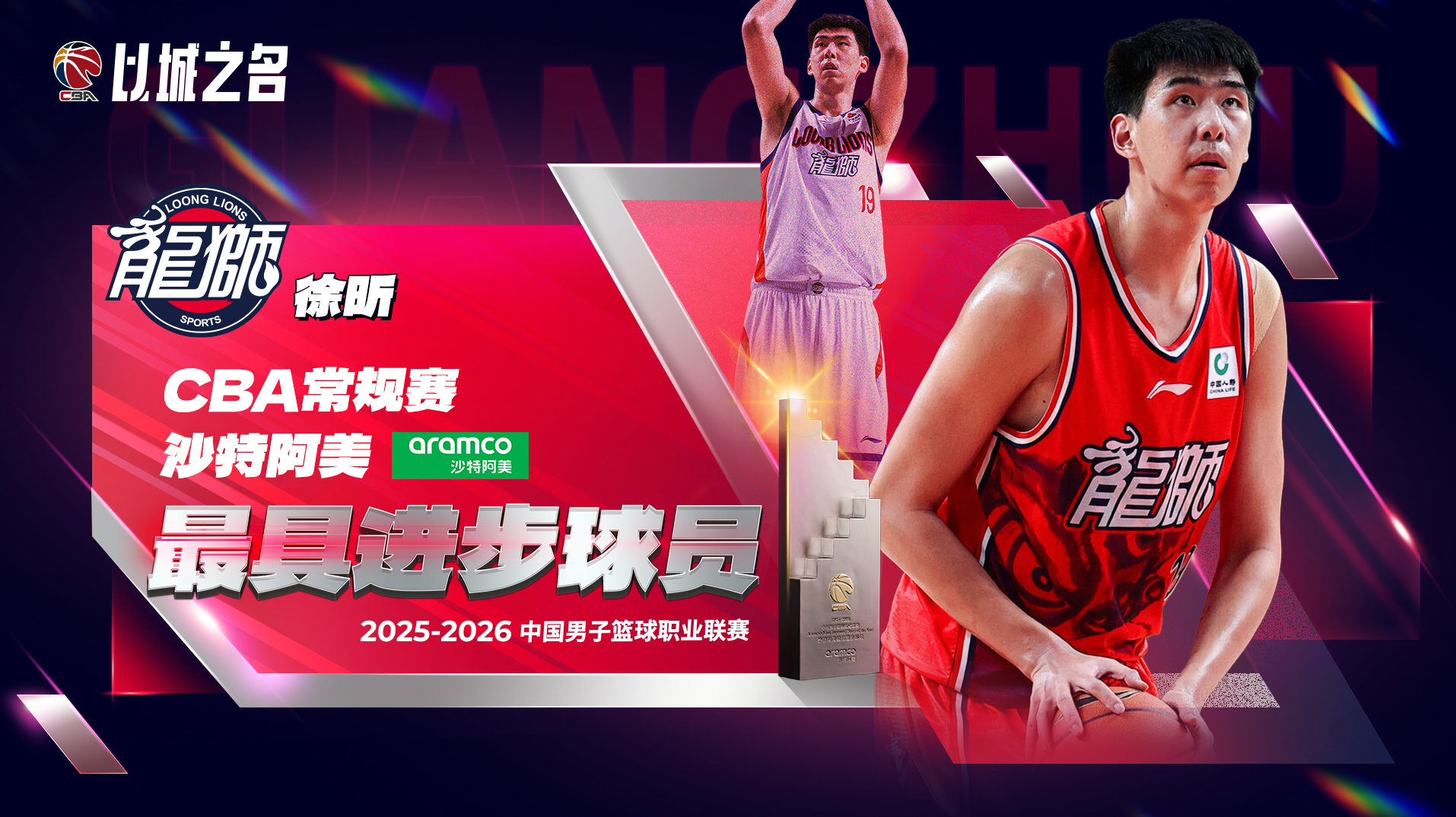 2025-26赛季CBA最具进步球员：徐昕（广州）。CBA