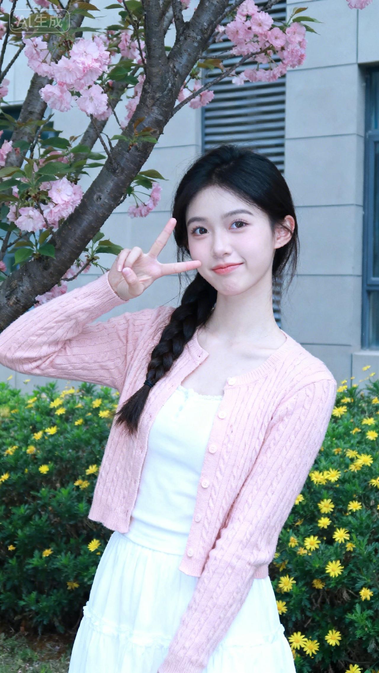 秋日少女，花海中的甜美笑容🌸💖