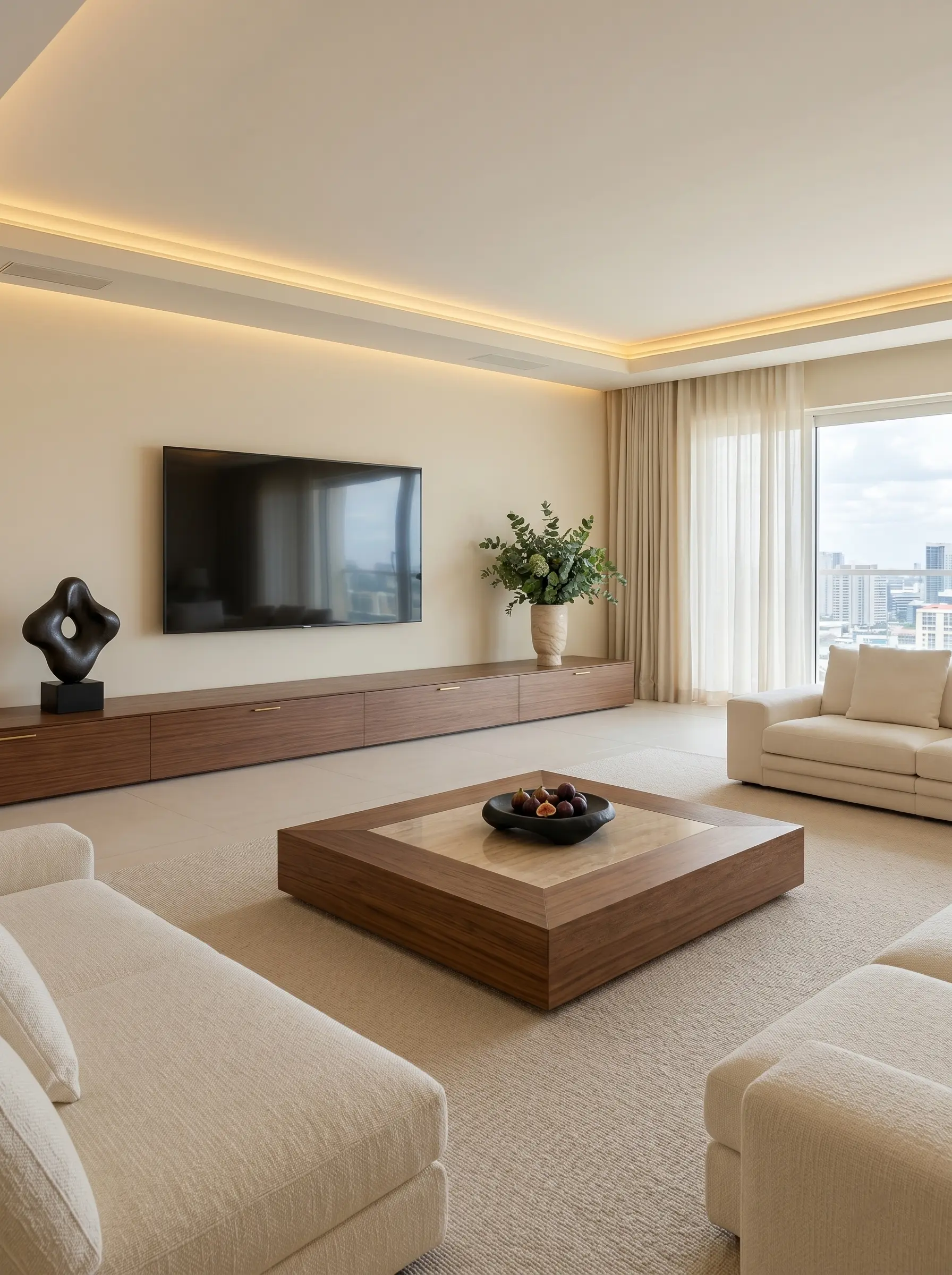 138㎡的原木 + 暖调灯光组合