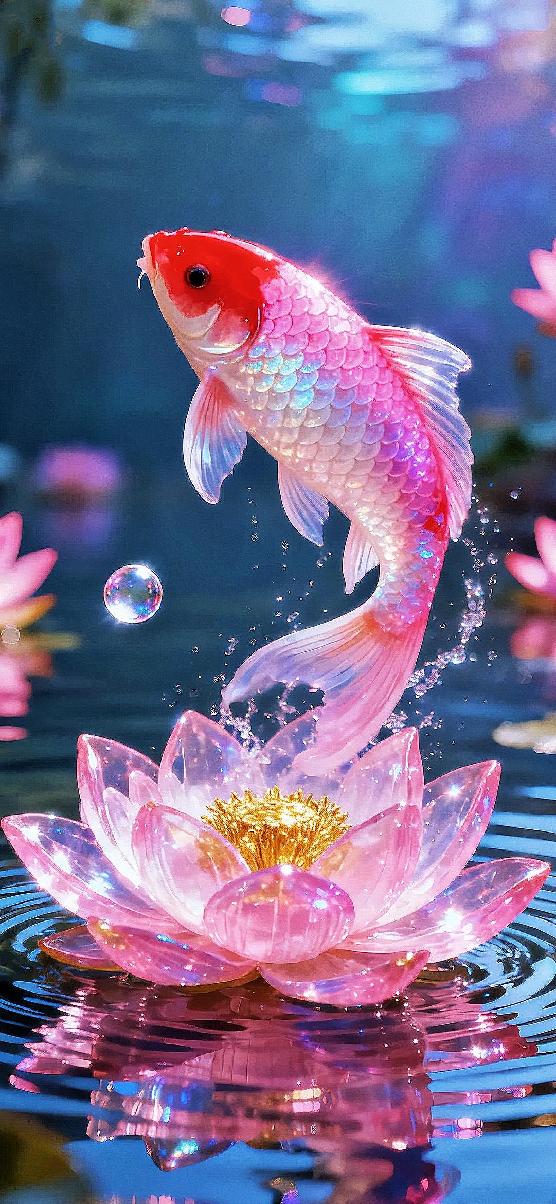锦鲤起跃 | 好运莲莲全屏壁纸