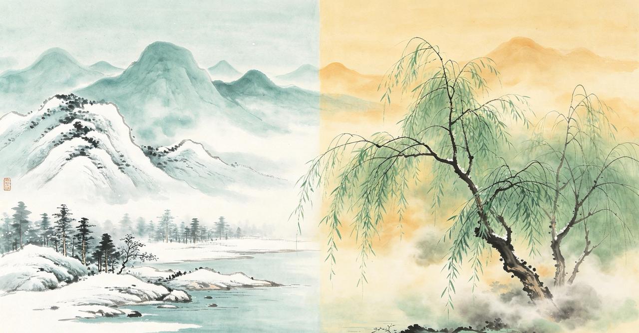 上联：冬寒山色淡.诚邀下联春暖柳烟浓