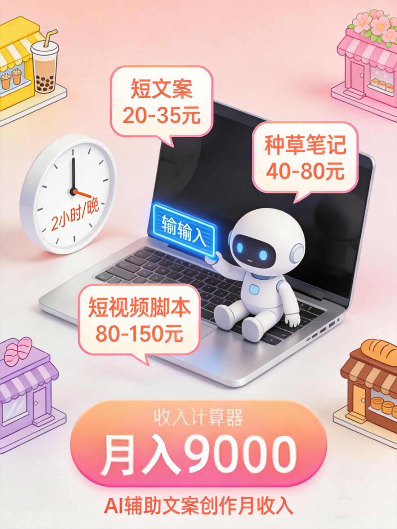 AI文案外包月入9000：上班族每晚2小时就能干

分享一个门槛最低的AI副业—