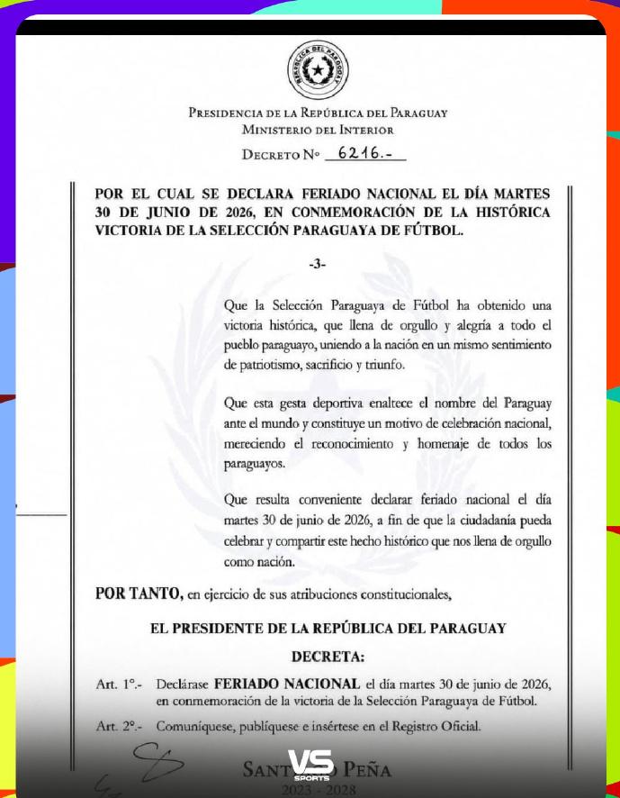巴拉圭赢德国全国放假一天！巴拉圭点球大战击败德国，晋级1/8决赛。总统圣地亚哥·
