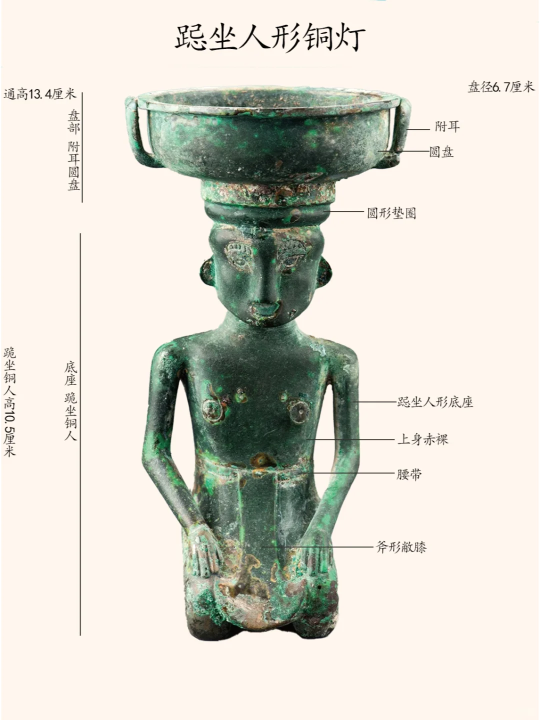 临汾博物馆青铜器精品：西周跽坐人形铜灯