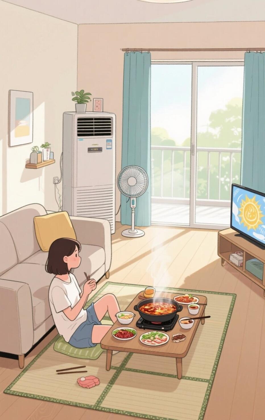 谁懂高温天吹空调吃火锅有多爽高温天就该窝在空调房吃火锅呀！涮着鲜嫩的食材，喝着冰