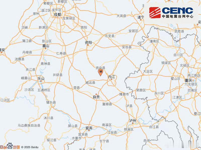 地震快讯中国地震台网正式测定：04月11日14时13分在四川内江市资中县（北纬2