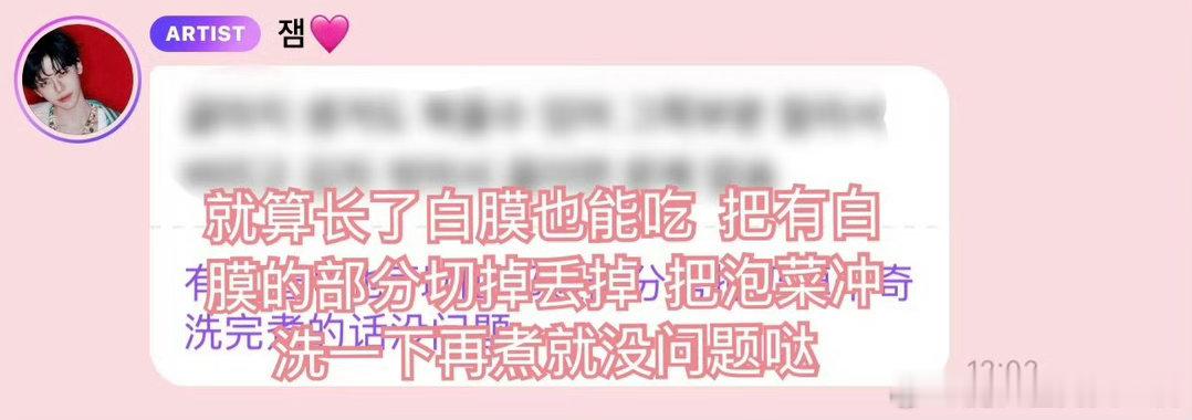 罗渽民用发霉泡菜煮汤腌制类白菜/泡菜经常会长醭(bú) 是可以吃的不是真的发霉 
