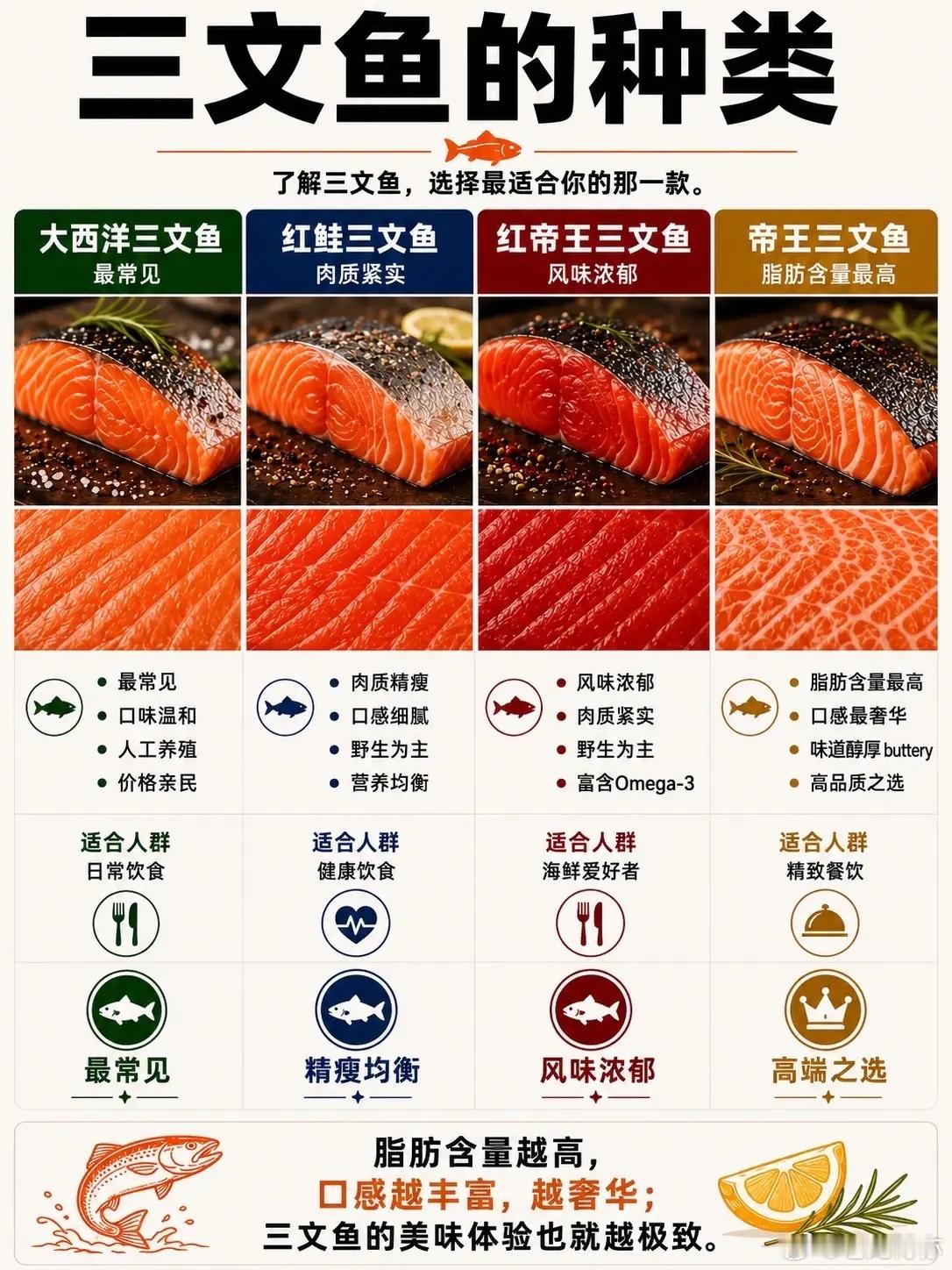 🐟【吃货必看】买三文鱼总是分不清？1分钟带你读懂4大主流三文鱼！每次去超市或者